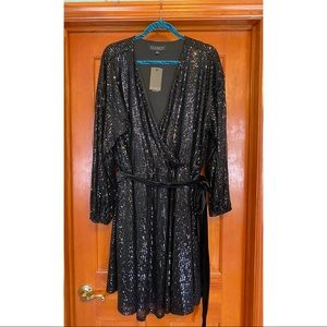 Eloquii Plus Size Sequin Wrap with Velvet Belt
